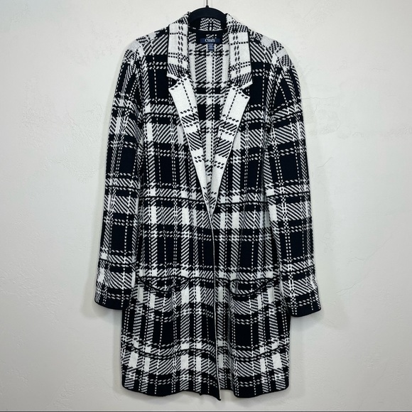 Chaps Plaid Long Open Sweater Cardigan - Picture 4 of 17